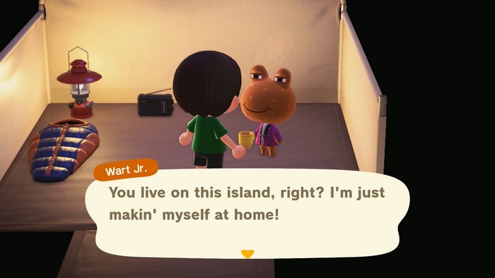 Wart Jr., at the campsite: You live on this island, right? I'm just makin' myself at home!