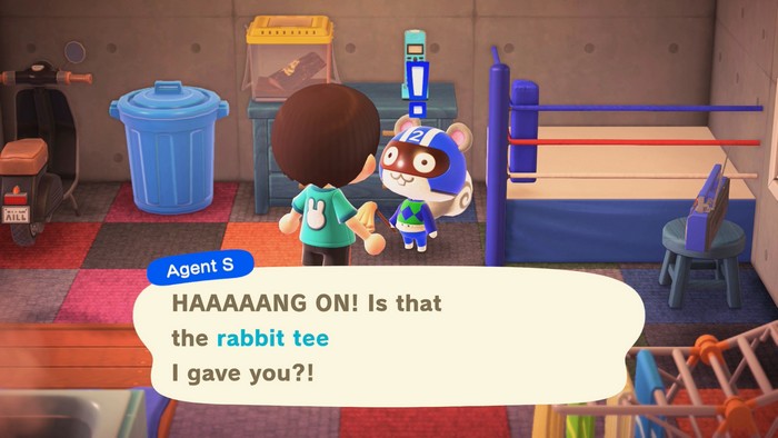 Agent S: HAAAAANG ON! Is that the rabbit tee I gave you?!