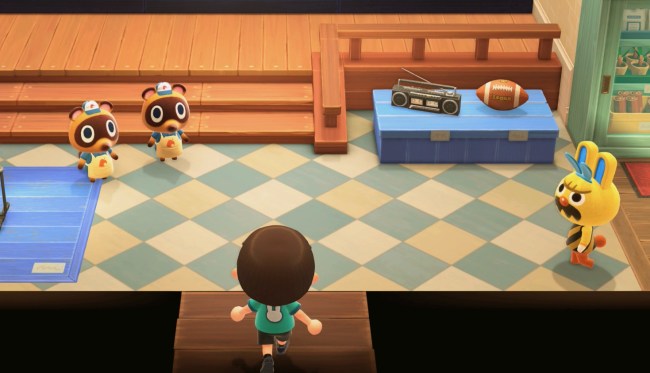 Gaston, clearly inside the shop already.