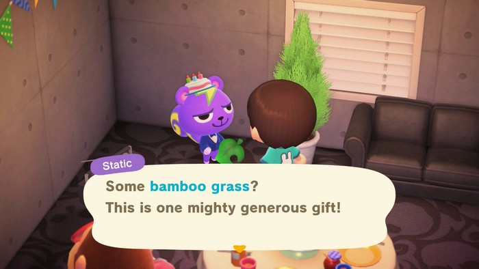 Static: Some bamboo grass? This is one mighty generous gift!