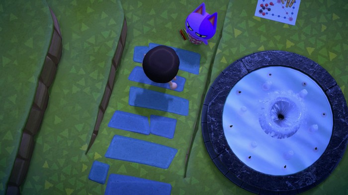 Speaking with Bob from an overhead angle, looking straight down on a fountain.