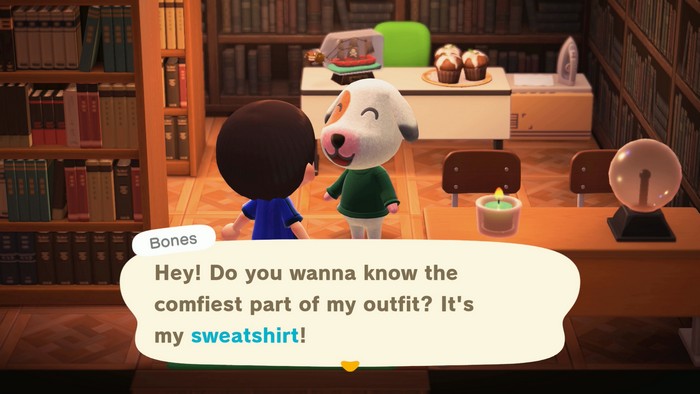 Bones: Hey! Do you wanna know the comfiest part of my outfit? It's my sweatshirt!