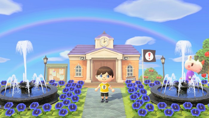 A double rainbow in the sky over Forest.