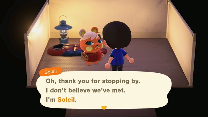 Soleil, at the campsite: Oh, thank you for stopping by. I don't believe we've met. I'm Soleil.