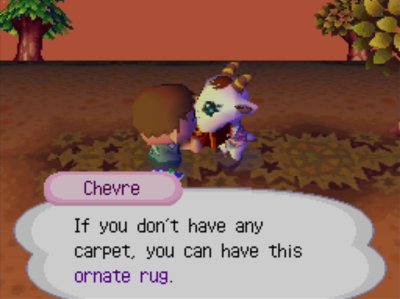 Chevre: If you don't have any carpet, you can have this ornate rug.