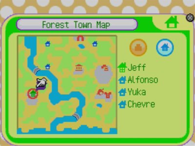 Forest town map. Animal Crossing: Wild World.