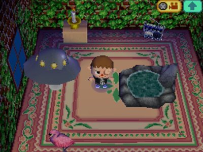 My new ivy wall and outdoor bath on display in my Wild World house.