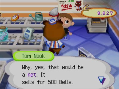 Tom Nook: Why, yes, that would be a net. It sells for 500 bells.