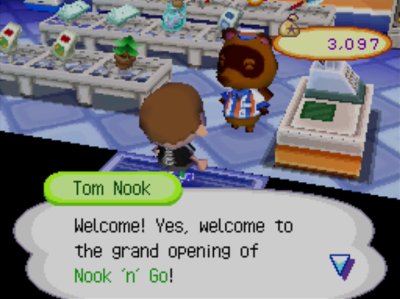 Tom Nook: Welcome! Yes, welcome to the grand opening of Nook 'n' Go!
