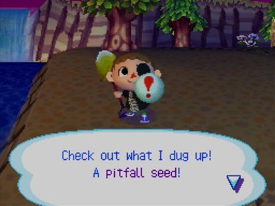 Check out what I dug up! A pitfall seed!