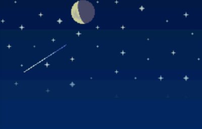 A shooting star flies by in Animal Crossing: Wild World.