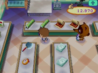 The inside of Nookway in Animal Crossing: Wild World.