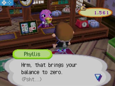 Phyllis: Hrm, that brings your balance to zero. (Psht...)