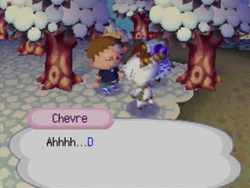 Animated GIF showing Chevre asking me to deliver a letter to Baabara, who is right next to her.
