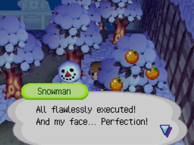 Snowman: All flawlessly executed! And my face... Perfection!