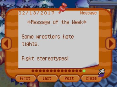 *Message of the Week* Some wrestlers hate tights. Fight stereotypes!