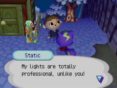 Static: My lights are totally professional, unlike you!