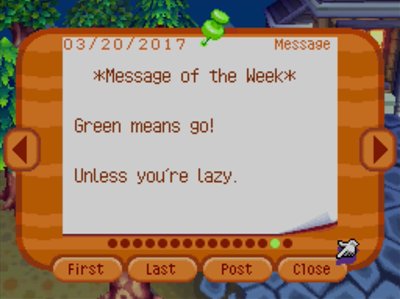 *Message of the Week* Green means go! Unless you're lazy.