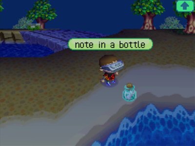 A note in a bottle on the beach.