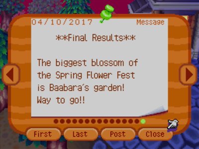 ***Final Results*** The biggest blossom of the Spring Flower Fest is Baabara's garden! Way to go!
