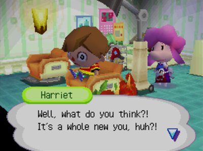 Harriet: Well, what do you think?! It's a whole new you, huh?!
