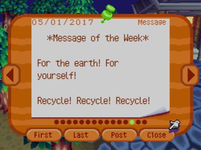 *Message of the Week* For the earth! For yourself! Recycle! Recycle! Recycle!