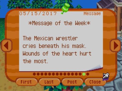 *Message of the Week* The Mexican wrestler cries beneath his mask. Wounds of the heart hurt the most.