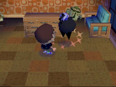 Kiki flips upside-down as she takes her medicine.