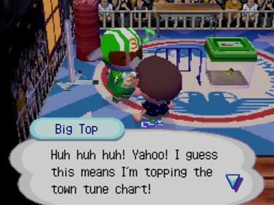 Big Top: Huh huh huh! Yahoo! I guess this means I'm topping the town tune chart!
