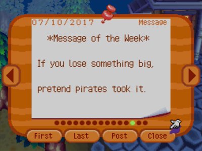 *Message of the Week* If you lose something big, pretend pirates took it.