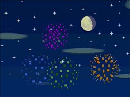 Fireworks in Animal Crossing: Wild World.