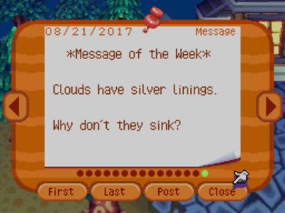 *Message of the Week* Clouds have silver linings. Why don't they sink?