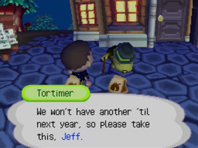 Tortimer: We won't have another 'til next year, so please take this, Jeff.
