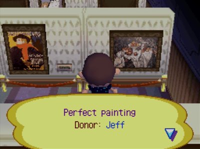 The perfect painting on display at the museum art gallery in Animal Crossing: Wild World.