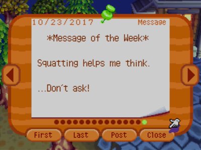 *Message of the Week* Squatting helps me think. ...Don't ask!