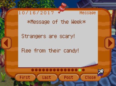 *Message of the Week* Strangers are scary! Flee from their candy!