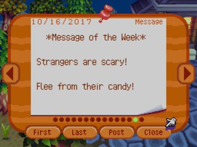 *Message of the Week* Strangers are scary! Flee from their candy!