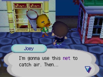 Joey: I'm gonna use this net to catch air. Then...