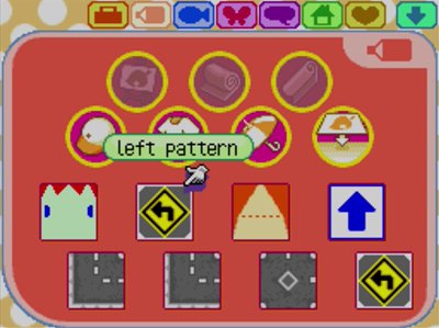 The left pattern design in Animal Crossing: Wild World.