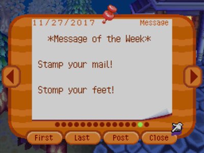 *Message of the Week* Stamp your mail! Stomp your feet!