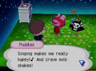 Puddles: Singing makes me really happy! And crave milk shakes!