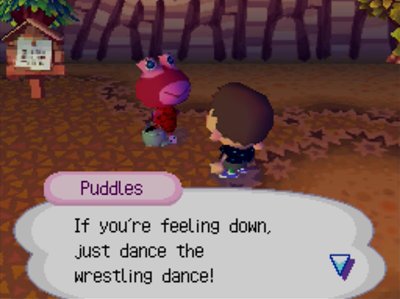 Puddles: If you're feeling down, just dance the wrestling dance!
