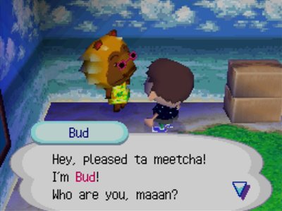 Bud: Hey, pleased to meetcha! I'm Bud! Who are you, maaan?