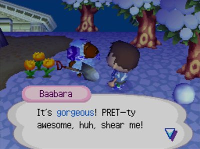 Baabara: It's gorgeous! PRET-ty awesome, huh, shear me!