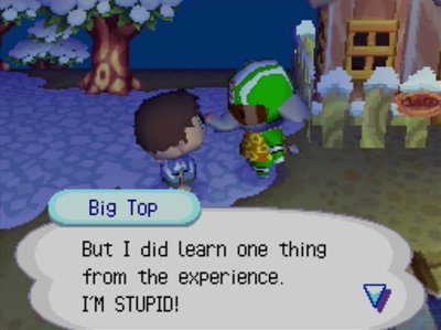 Big Top: But I did learn one thing from the experience. I'M STUPID!