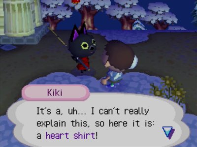 Kiki: It's a, uh... I can't really explain this, so here it is: a heart shirt!