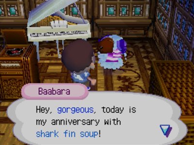 Baabara: Hey, gorgeous, today is my anniversary with shark fin soup!
