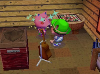 Curly sparkles after taking his medicine.