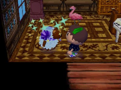 Baabara sparkles as she takes her medicine.