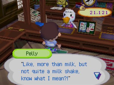 Pelly: Like, more than milk, but not quite a milk shake, now what I mean?!